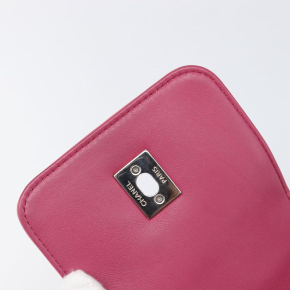 CHANEL Matelasse Chain Shoulder Bag Patent leather Pink Silver CC Auth yk20768V