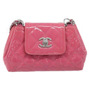 CHANEL Matelasse Chain Shoulder Bag Patent leather Pink Silver CC Auth yk20768V-13