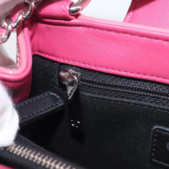 CHANEL Matelasse Chain Shoulder Bag Patent leather Pink Silver CC Auth yk20768V