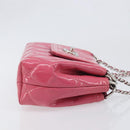 CHANEL Matelasse Chain Shoulder Bag Patent leather Pink Silver CC Auth yk20768V-3