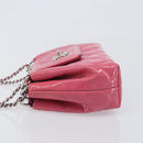 CHANEL Matelasse Chain Shoulder Bag Patent leather Pink Silver CC Auth yk20768V-4