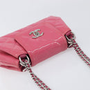 CHANEL Matelasse Chain Shoulder Bag Patent leather Pink Silver CC Auth yk20768V-6