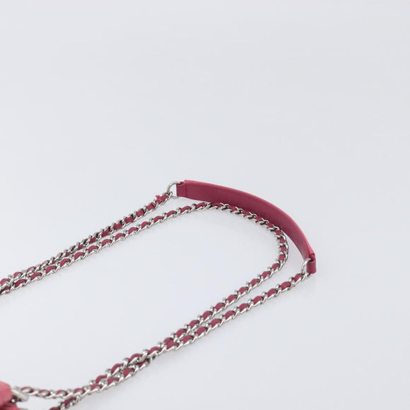 CHANEL Matelasse Chain Shoulder Bag Patent leather Pink Silver CC Auth yk20768V