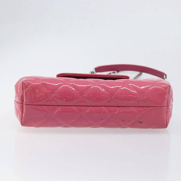 CHANEL Matelasse Chain Shoulder Bag Patent leather Pink Silver CC Auth yk20768V