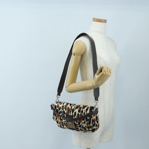 FENDI Leopard Pattern Mamma Baguette Bag Harako Leather 2way Auth yk20769SM