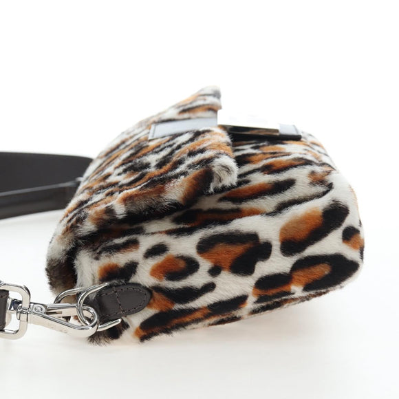 FENDI Leopard Pattern Mamma Baguette Bag Harako Leather 2way Auth yk20769SM