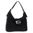 FENDI Mamma Baguette Hand Bag Harako leather Black Silver Auth yk20770A-1