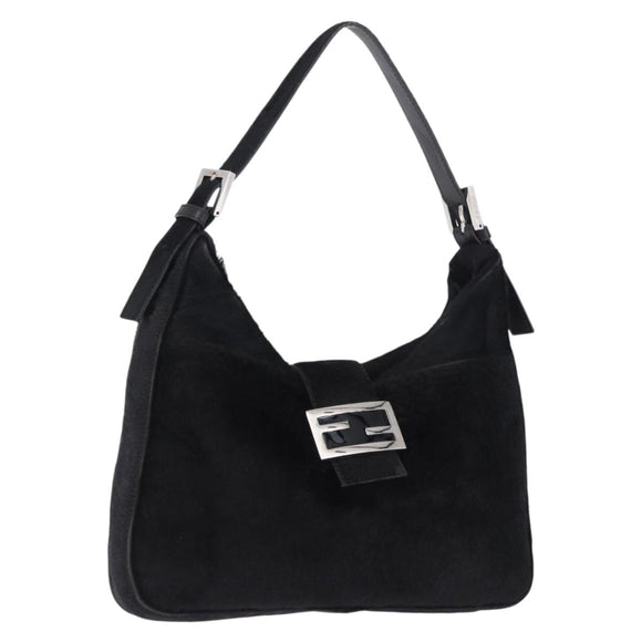 FENDI Mamma Baguette Hand Bag Harako leather Black Silver Auth yk20770A