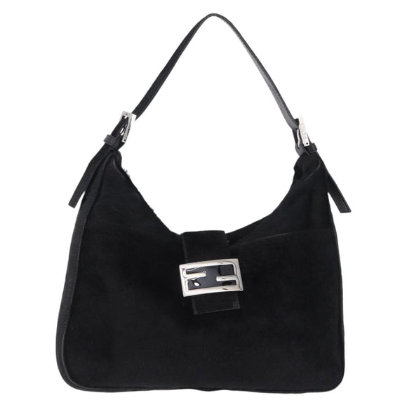 FENDI Mamma Baguette Hand Bag Harako leather Black Silver Auth yk20770A