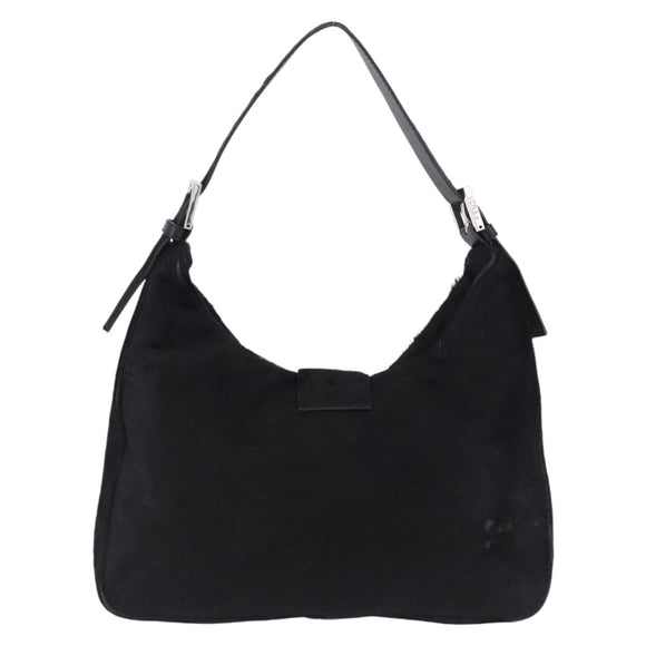 FENDI Mamma Baguette Hand Bag Harako leather Black Silver Auth yk20770A