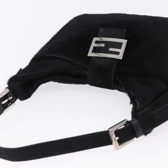 FENDI Mamma Baguette Hand Bag Harako leather Black Silver Auth yk20770A