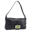 FENDI Mamma Baguette Shoulder Bag Leather Black Silver Auth yk20771SAM-1
