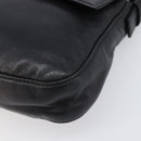 FENDI Mamma Baguette Shoulder Bag Leather Black Silver Auth yk20771SAM-14