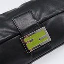 FENDI Mamma Baguette Shoulder Bag Leather Black Silver Auth yk20771SAM-19