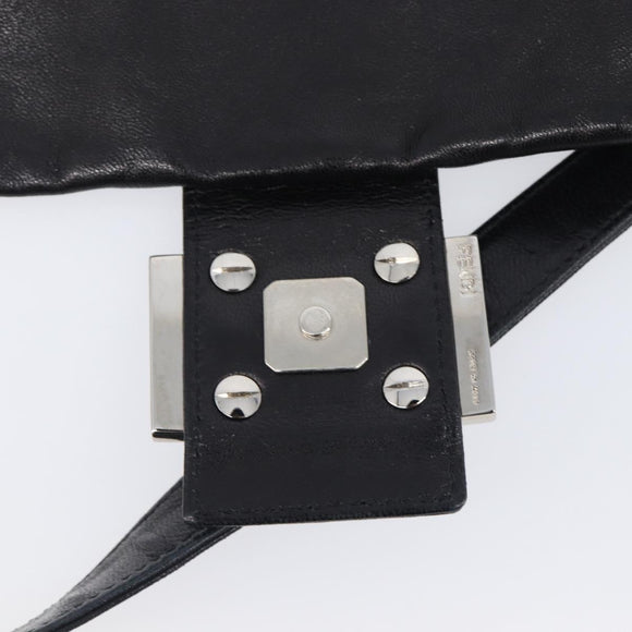 FENDI Mamma Baguette Shoulder Bag Leather Black Silver Auth yk20771SAM