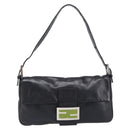 FENDI Mamma Baguette Shoulder Bag Leather Black Silver Auth yk20771SAM-13