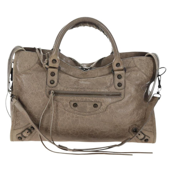 BALENCIAGA The City Hand Bag Leather Beige 115748 Auth yk20774M