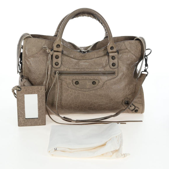 BALENCIAGA The City Hand Bag Leather Beige 115748 Auth yk20774M