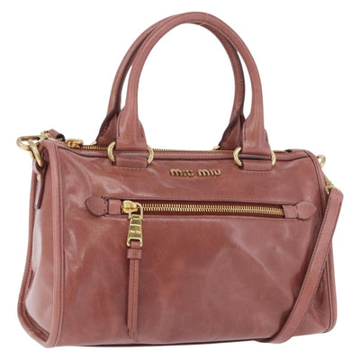 Miu Miu Matelasse Hand Bag Leather 2way Pink Gold Auth yk20776M