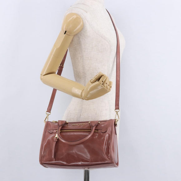Miu Miu Matelasse Hand Bag Leather 2way Pink Gold Auth yk20776M