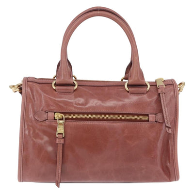 Miu Miu Matelasse Hand Bag Leather 2way Pink Gold Auth yk20776M - 0