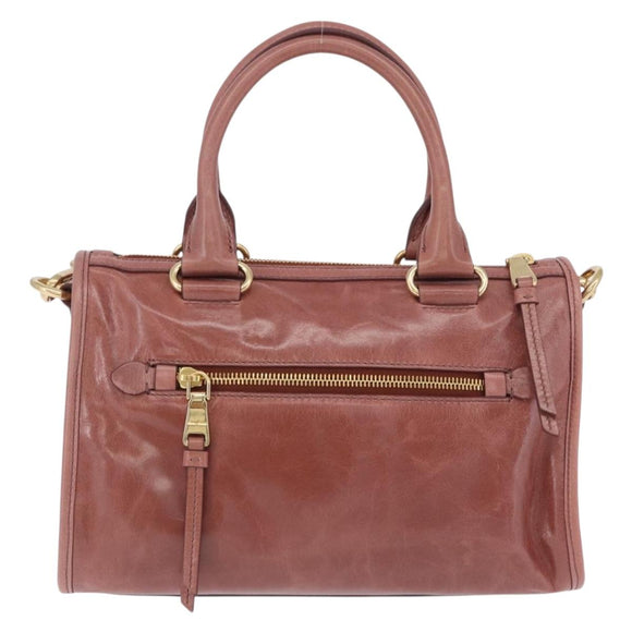 Miu Miu Matelasse Hand Bag Leather 2way Pink Gold Auth yk20776M