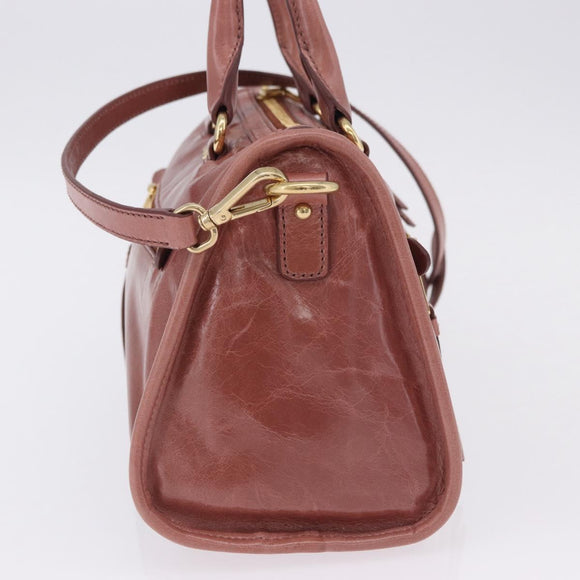 Miu Miu Matelasse Hand Bag Leather 2way Pink Gold Auth yk20776M