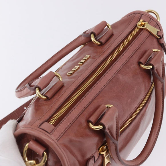 Miu Miu Matelasse Hand Bag Leather 2way Pink Gold Auth yk20776M