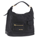 Miu Miu Shoulder Bag Leather Black Gold Auth yk20777M-1