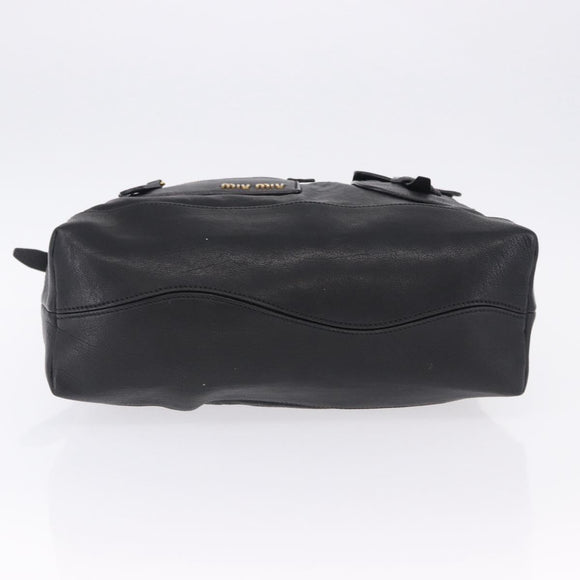 Miu Miu Shoulder Bag Leather Black Gold Auth yk20777M