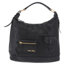 Miu Miu Shoulder Bag Leather Black Gold Auth yk20777M-13