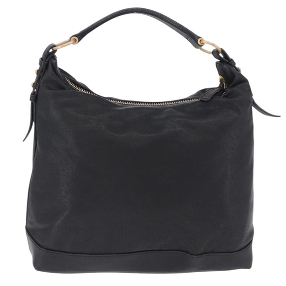 Miu Miu Shoulder Bag Leather Black Gold Auth yk20777M