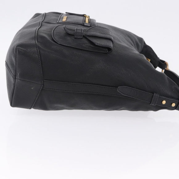 Miu Miu Shoulder Bag Leather Black Gold Auth yk20777M