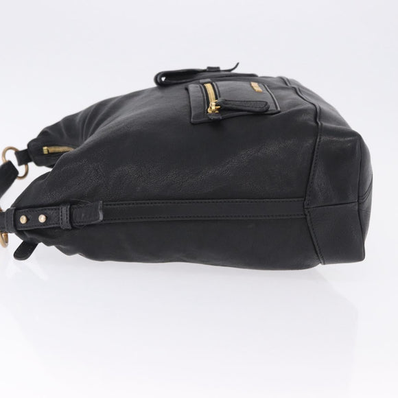Miu Miu Shoulder Bag Leather Black Gold Auth yk20777M