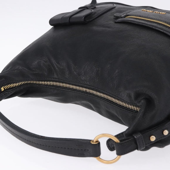 Miu Miu Shoulder Bag Leather Black Gold Auth yk20777M