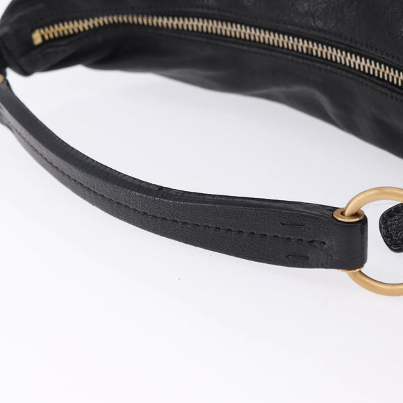 Miu Miu Shoulder Bag Leather Black Gold Auth yk20777M