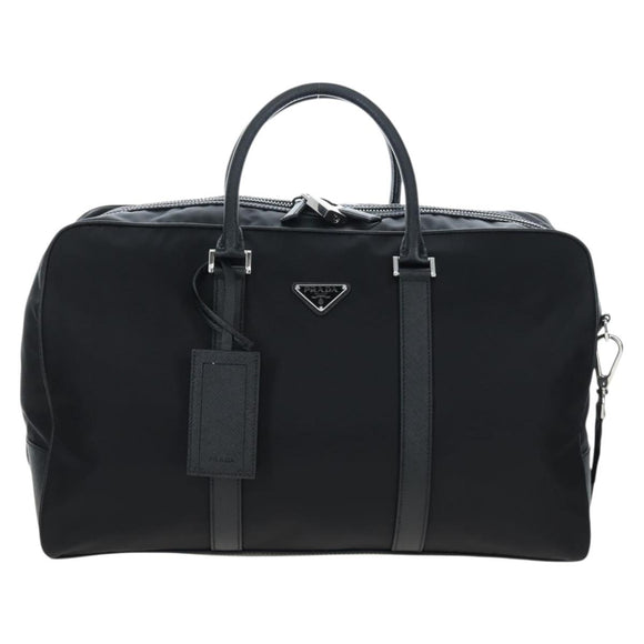 PRADA Boston Bag Nylon Leather 2way Black Silver 2VC007 Auth yk20779SAV