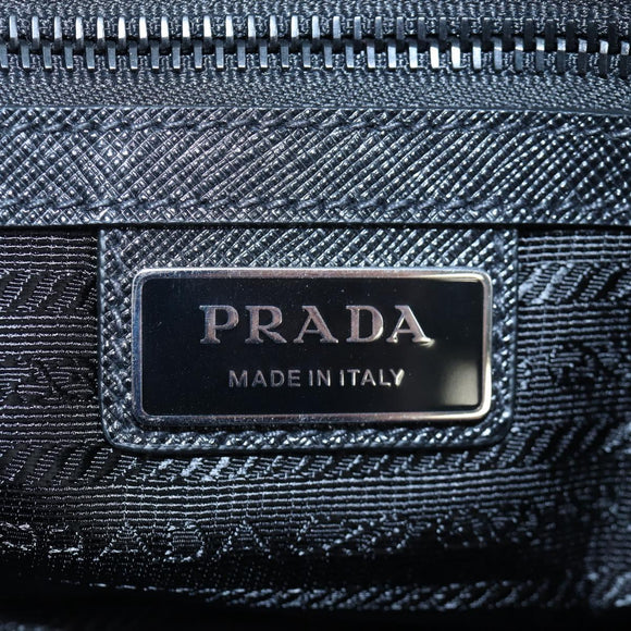 PRADA Boston Bag Nylon Leather 2way Black Silver 2VC007 Auth yk20779SAV