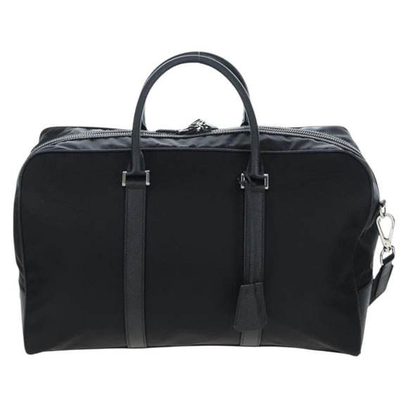 PRADA Boston Bag Nylon Leather 2way Black Silver 2VC007 Auth yk20779SAV
