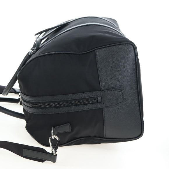PRADA Boston Bag Nylon Leather 2way Black Silver 2VC007 Auth yk20779SAV