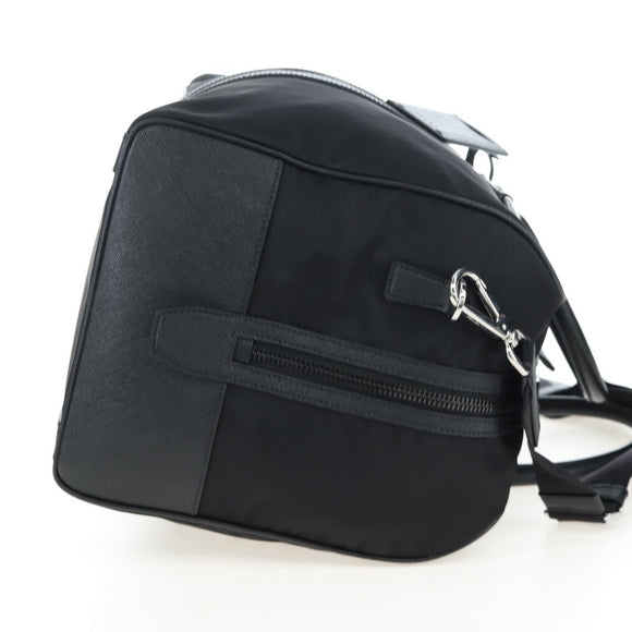 PRADA Boston Bag Nylon Leather 2way Black Silver 2VC007 Auth yk20779SAV