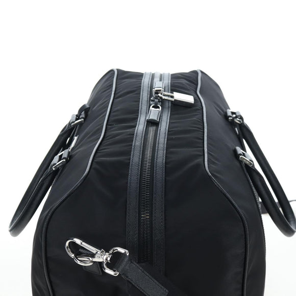 PRADA Boston Bag Nylon Leather 2way Black Silver 2VC007 Auth yk20779SAV