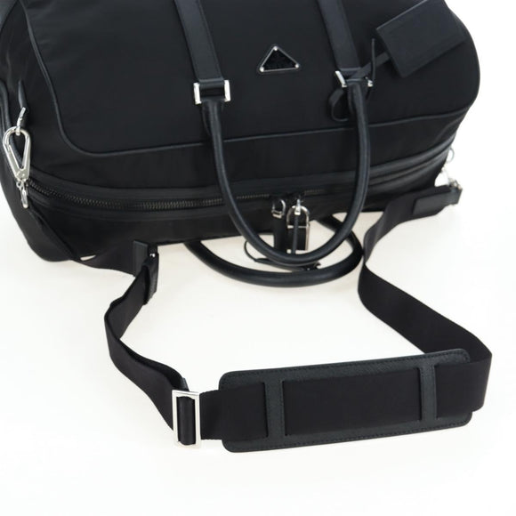 PRADA Boston Bag Nylon Leather 2way Black Silver 2VC007 Auth yk20779SAV