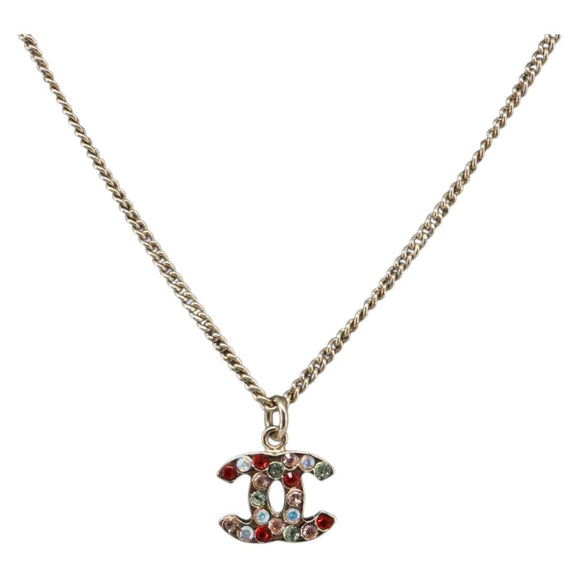 CHANEL COCO Mark Stone Necklace metal Multicolor CC Auth yk20780M