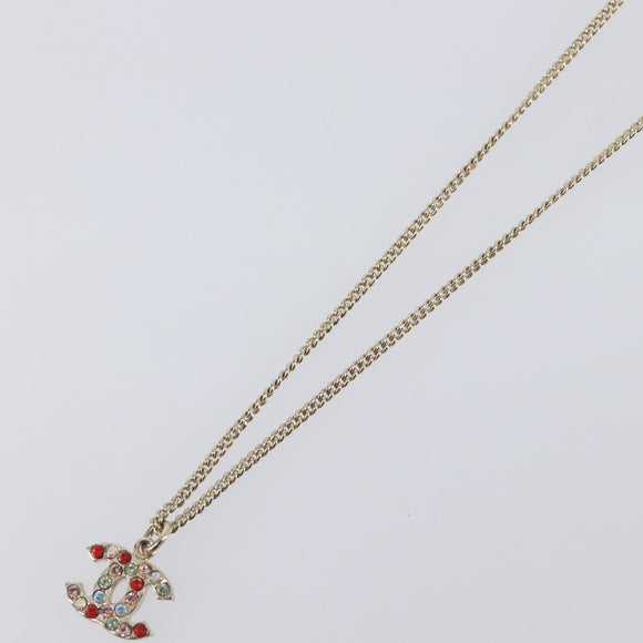 CHANEL COCO Mark Stone Necklace metal Multicolor CC Auth yk20780M