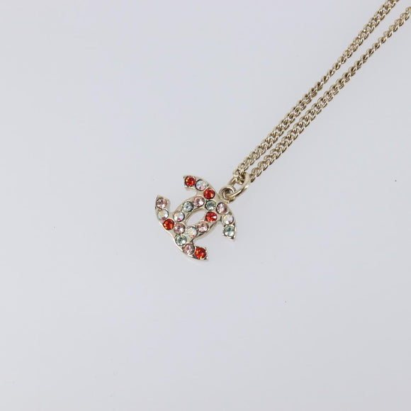 CHANEL COCO Mark Stone Necklace metal Multicolor CC Auth yk20780M