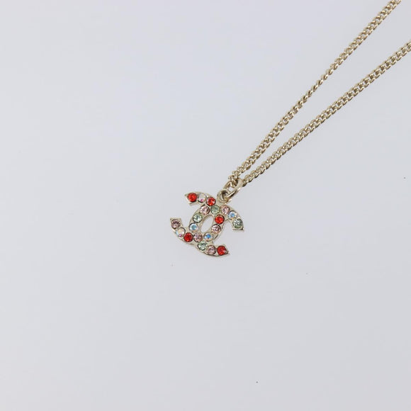 CHANEL COCO Mark Stone Necklace metal Multicolor CC Auth yk20780M