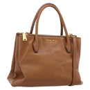Miu Miu Hand Bag Leather 2way Brown Gold Auth yk20781M-1
