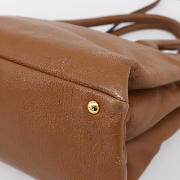 Miu Miu Hand Bag Leather 2way Brown Gold Auth yk20781M