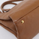 Miu Miu Hand Bag Leather 2way Brown Gold Auth yk20781M-18